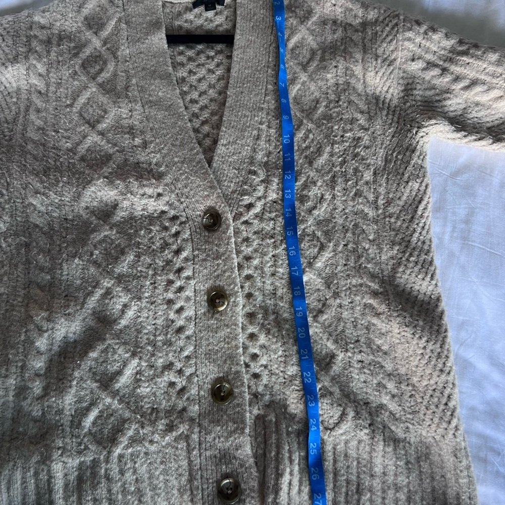 J. Crew Beige Wool Chunky Cable Knit Cardigan - Picture 9 of 9